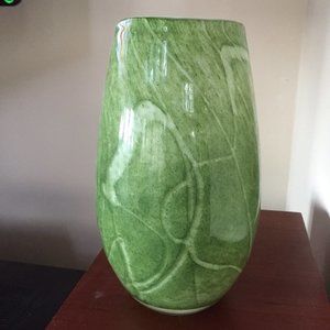 Contemporary green glass vase